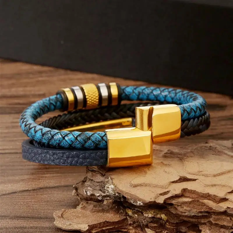 Blue Luxury Leather Bracelet