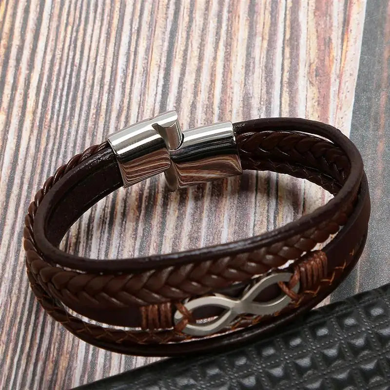 Infinity Leather Bracelet for Men