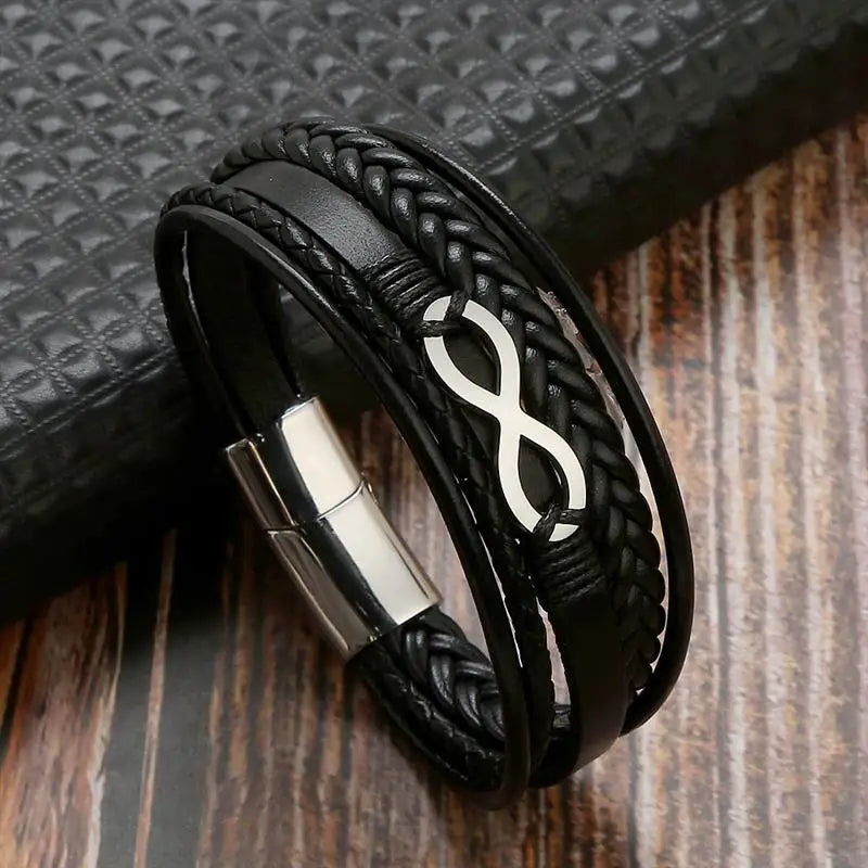 Infinity Leather Bracelet for Men