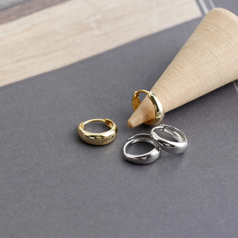 925 Silver Wide Hoop Earrings