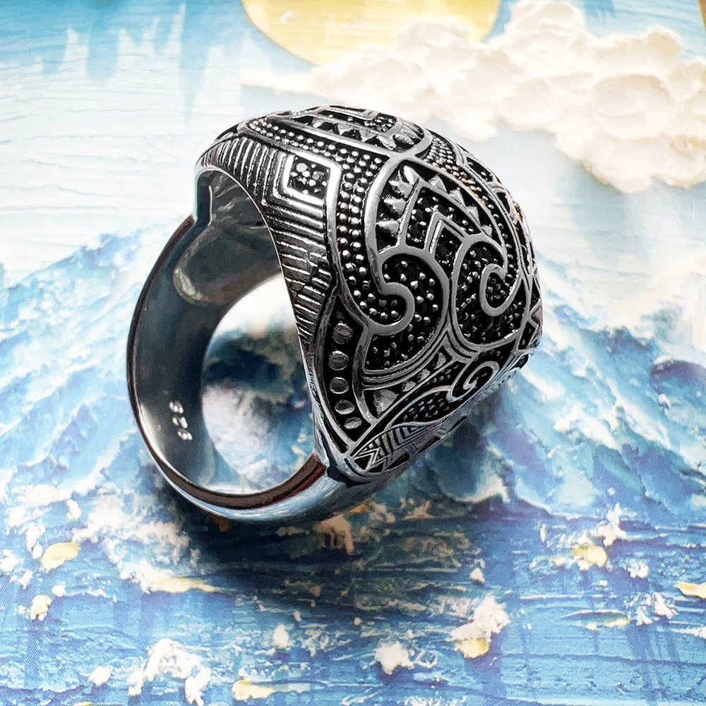 Maori Skull Silver Ring