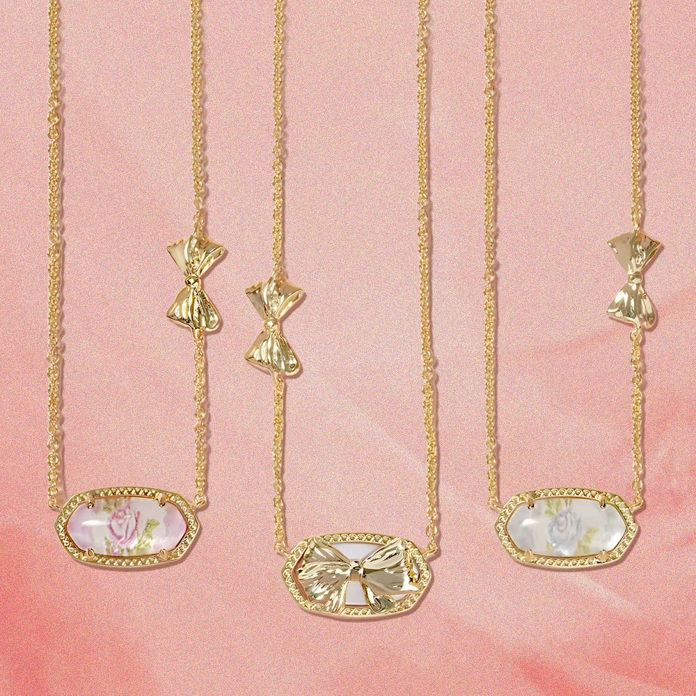 Kendra Scott Double Chain Elisa Pink Drusy Crystal Butterfly Pendant Necklace