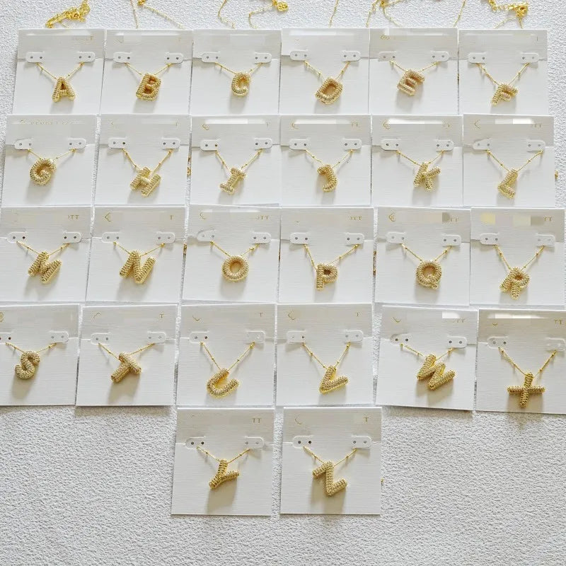 Kendra Scott Gold Initial Letter Necklace – 26 Zircon Alphabet Pendants