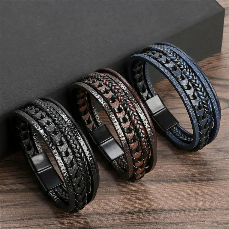 Hand-Woven Leather Bracelet Men