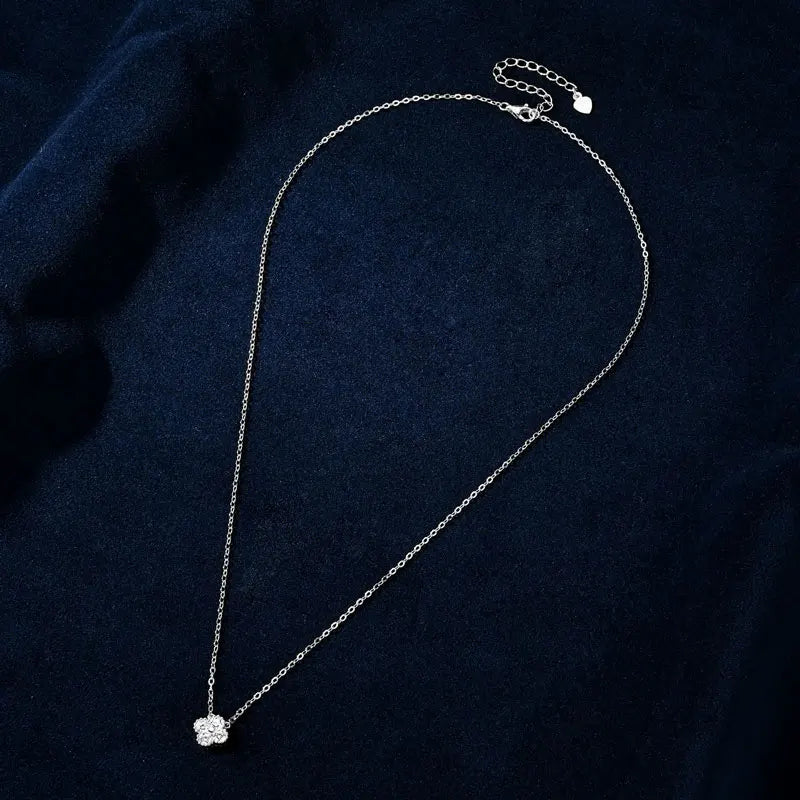 Luxurial Jewelry Four Clover Moissanite Pendant Necklace for Women – Sterling Silver 925 0.40CT Clear White Moissanite,