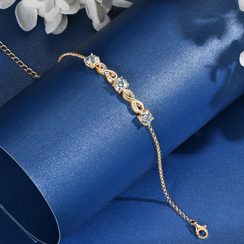 18k Gold Plated Moissanite Infinity Bracelet