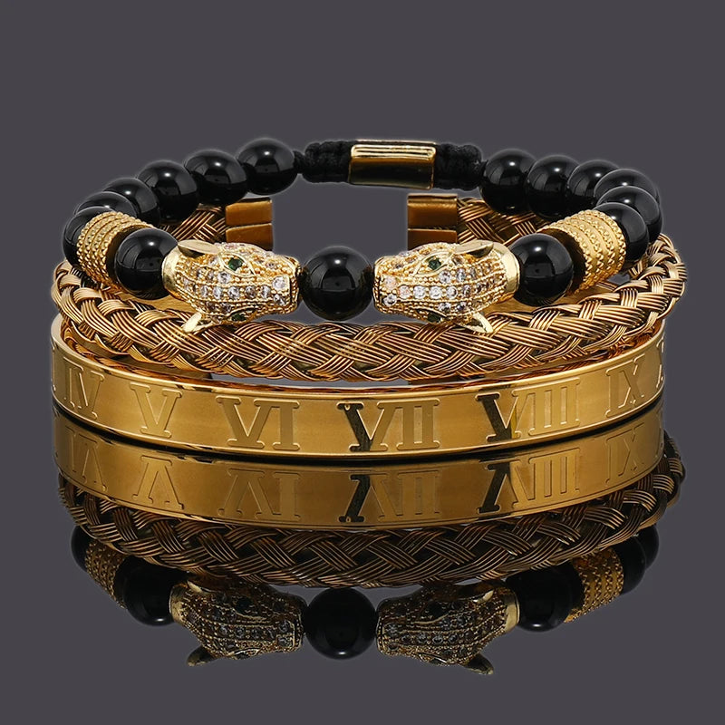 Black Stone Leopard Bracelet