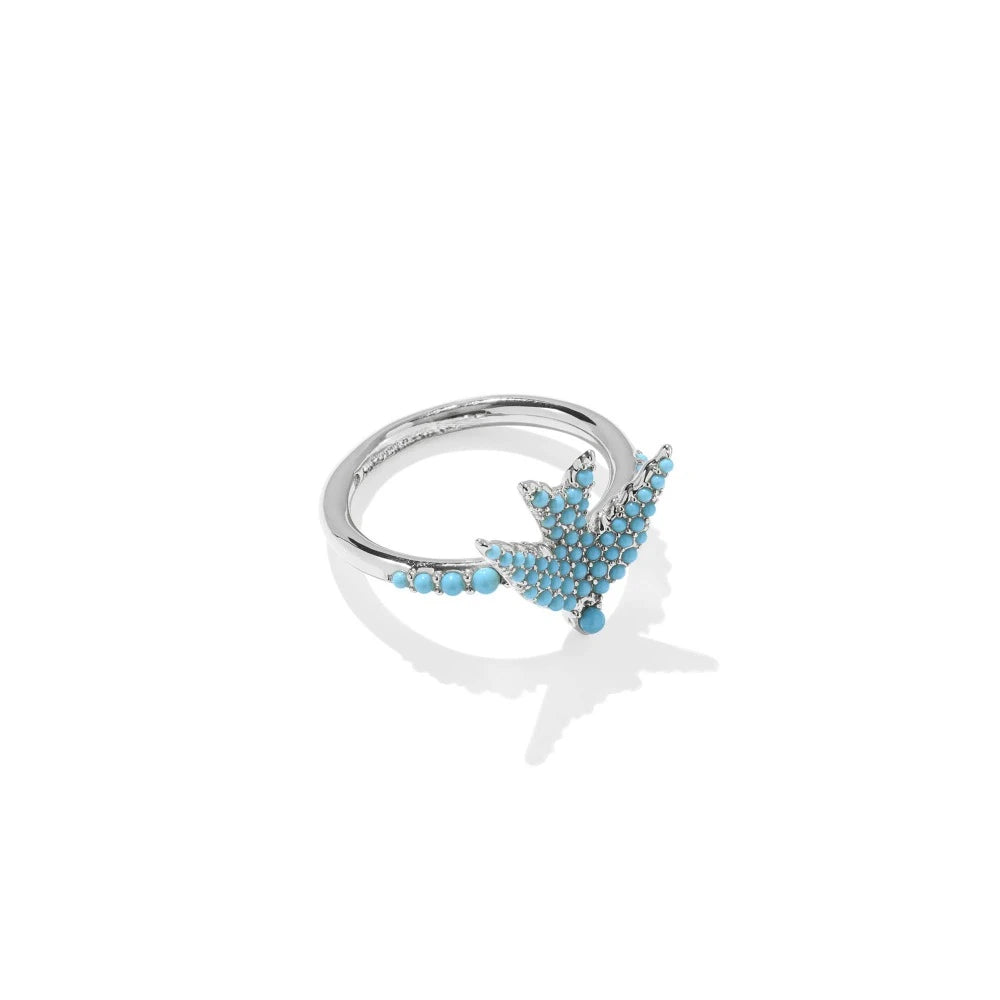 Kendra Scott Blue Melody Bird Cocktail Ring – 14K Gold-Plated Statement Ring