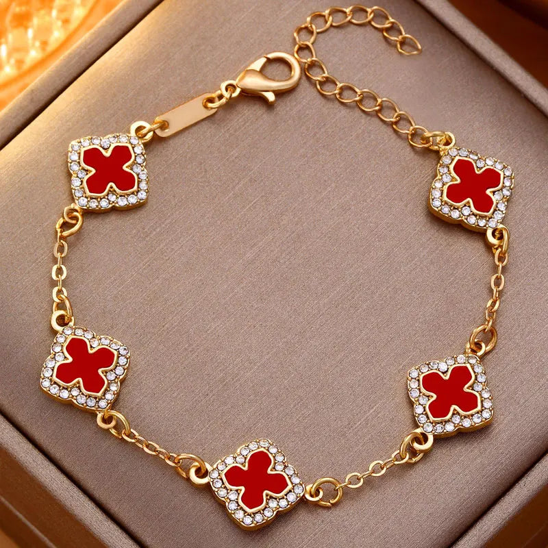 Colorful Rhinestone Flower Bracelet