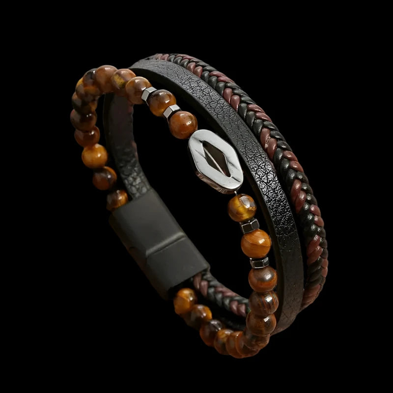 Tiger Eye Leather Bracelet