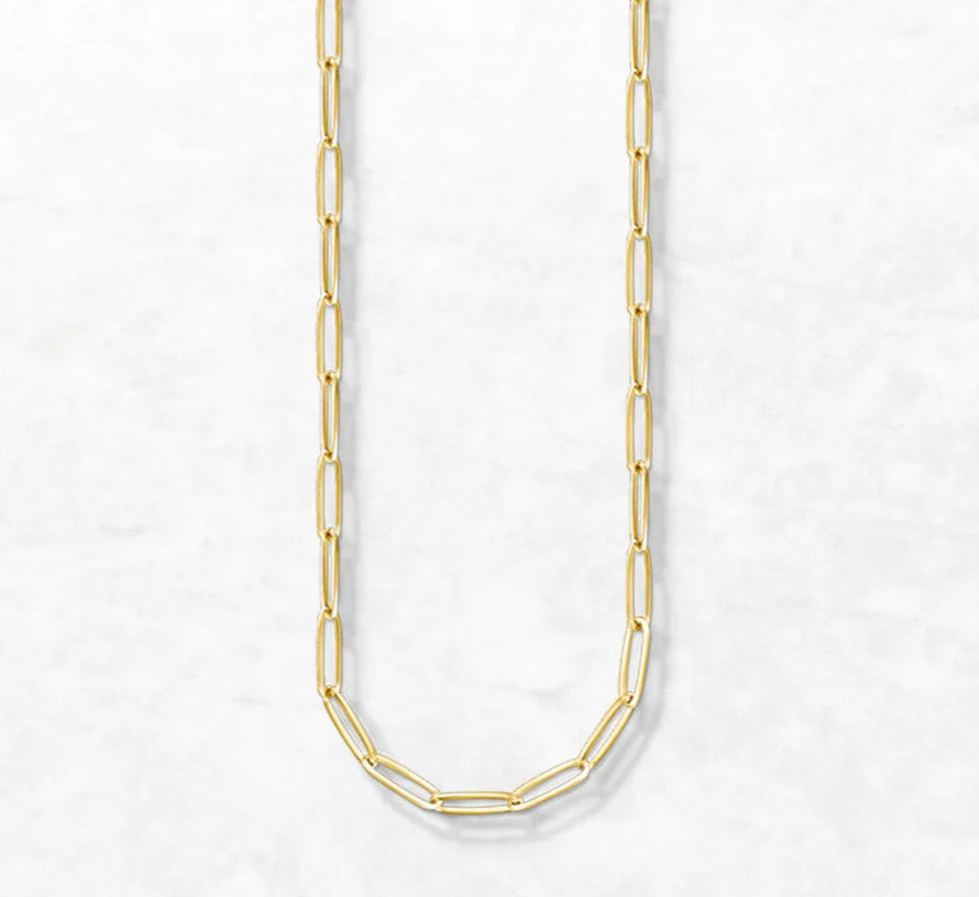Yellow Gold Paper Clip Necklace