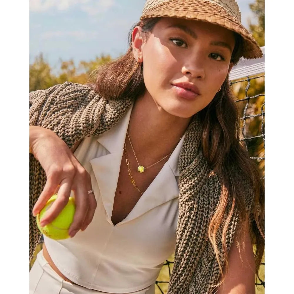 Kendra Scott Tennis Short Pendant Necklace in Chartreuse