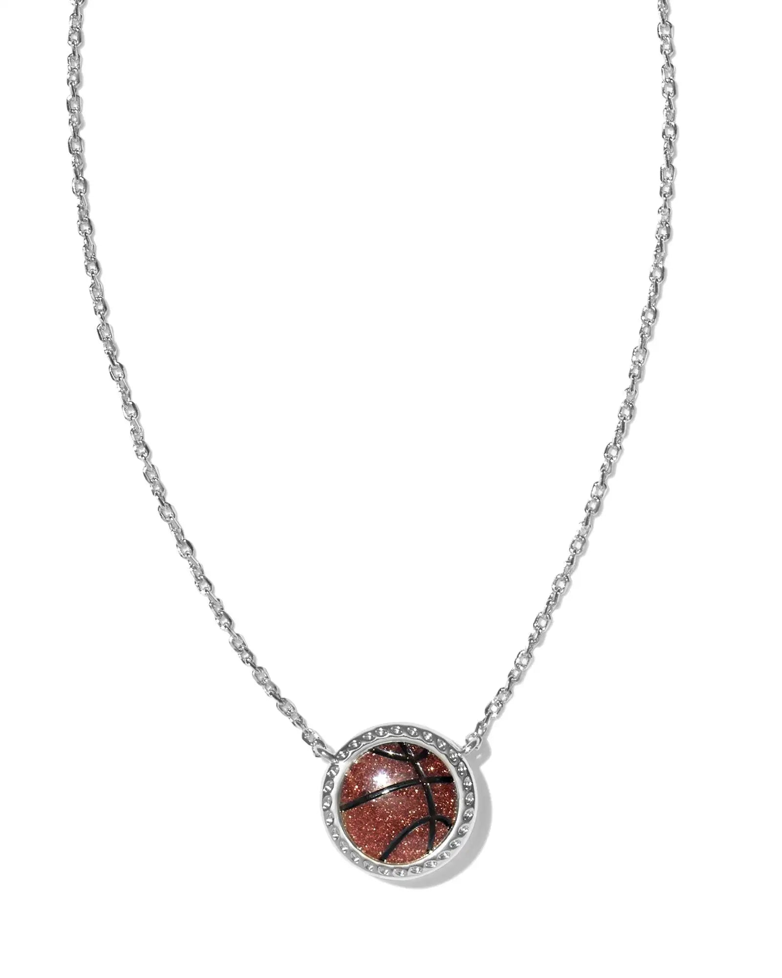 Kendra Scott Orange Goldstone Basketball Pendant Necklace