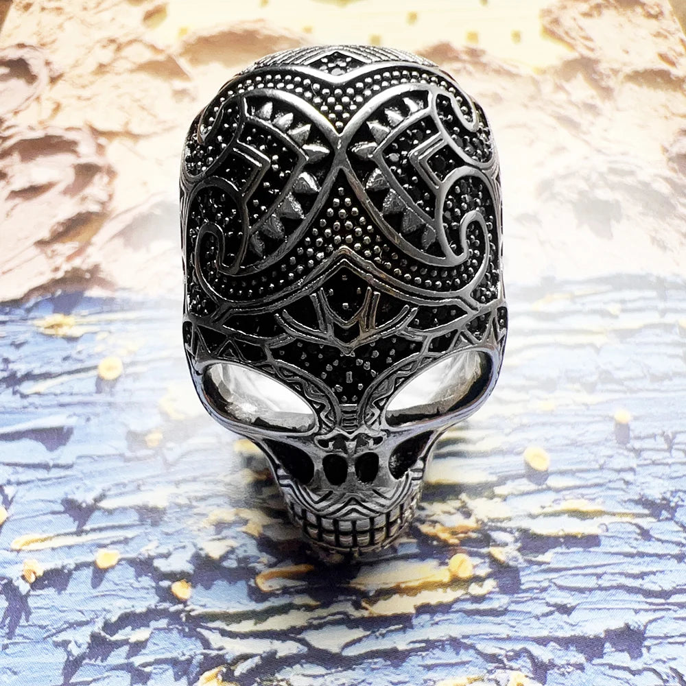 Maori Skull Silver Ring
