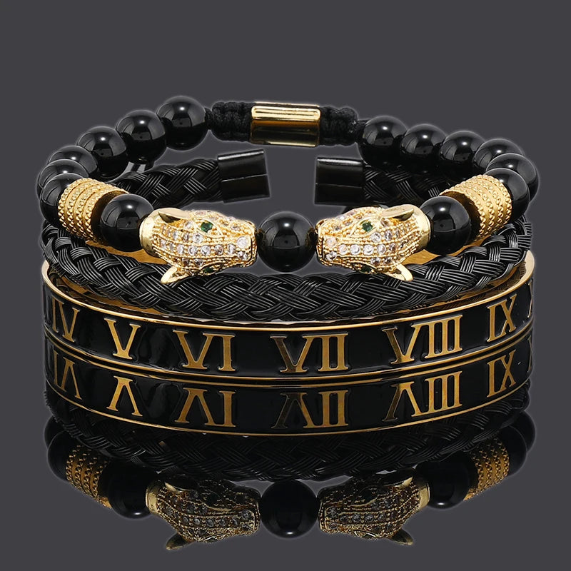 Black Stone Leopard Bracelet