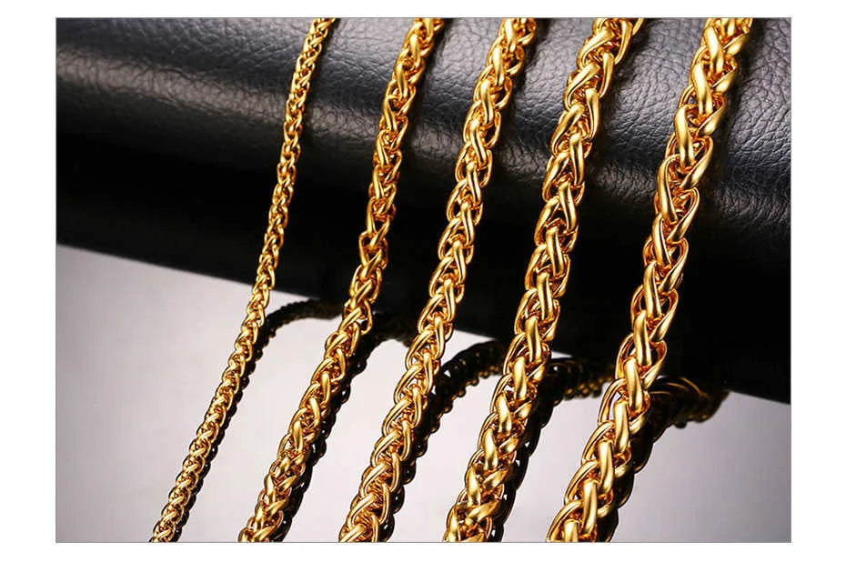 Luxury Gold Plated Wheat Chain Necklace for Men & Women