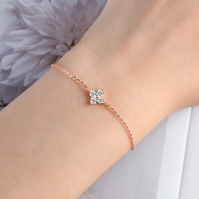Four-Leaf Clover 3mm Moissanite Bracelet