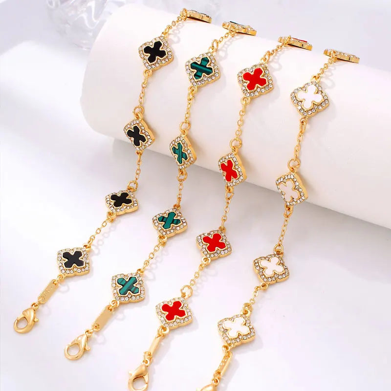 Colorful Rhinestone Flower Bracelet