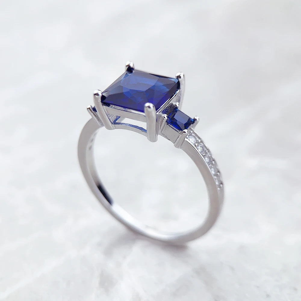 Square Blue Stone Cocktail Ring