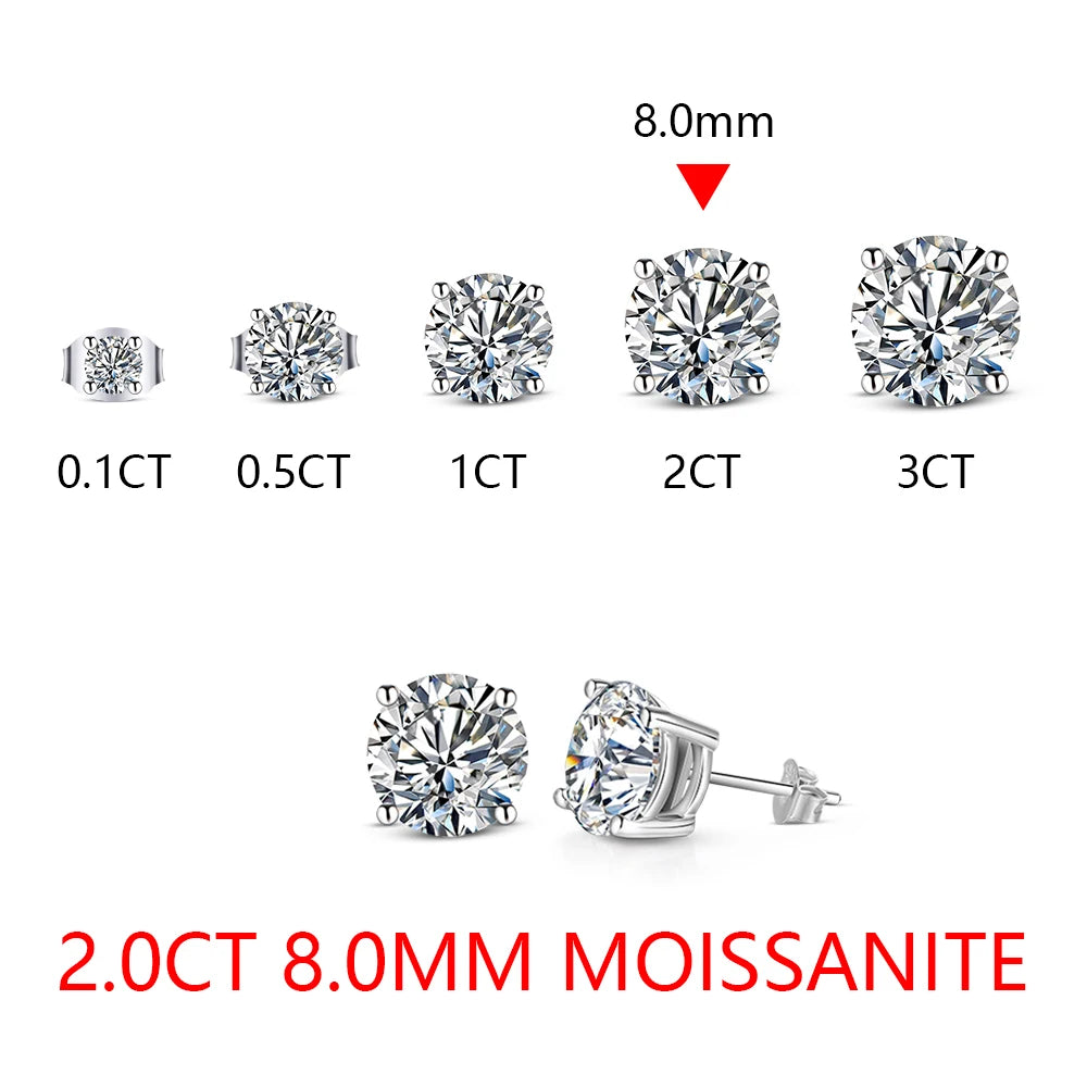2 CT Moissanite Stud Earrings
