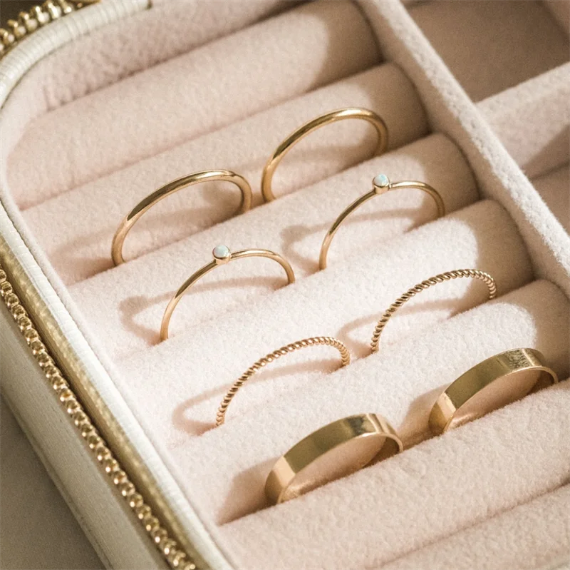 14K gold filled Essential Stacking Ring 1.5MM Thickness Knuckle Ring Boho Gold Jewelry Minimalism Stacking Boho Ring for Women