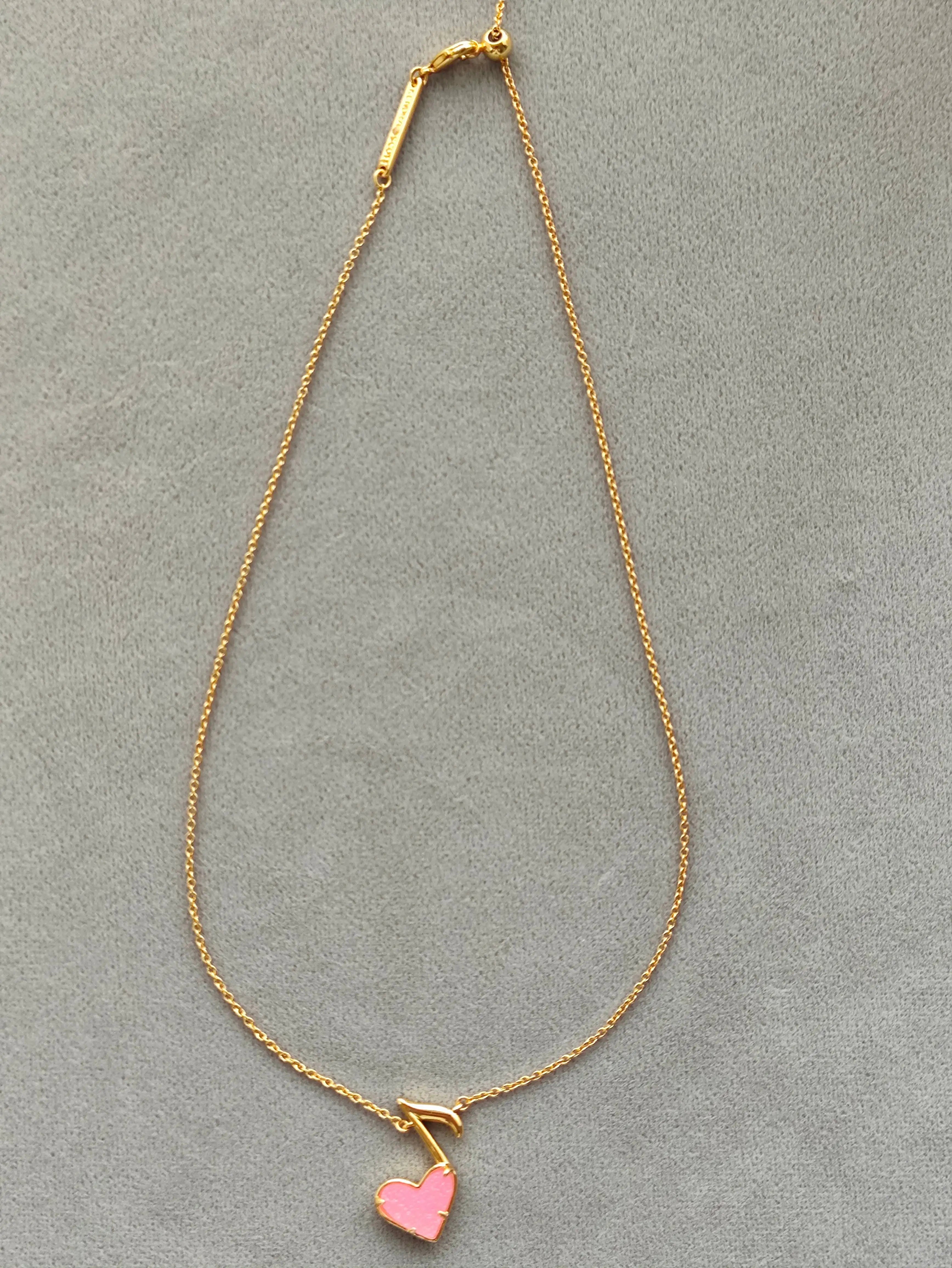 Pink Heart Music Note Necklace…