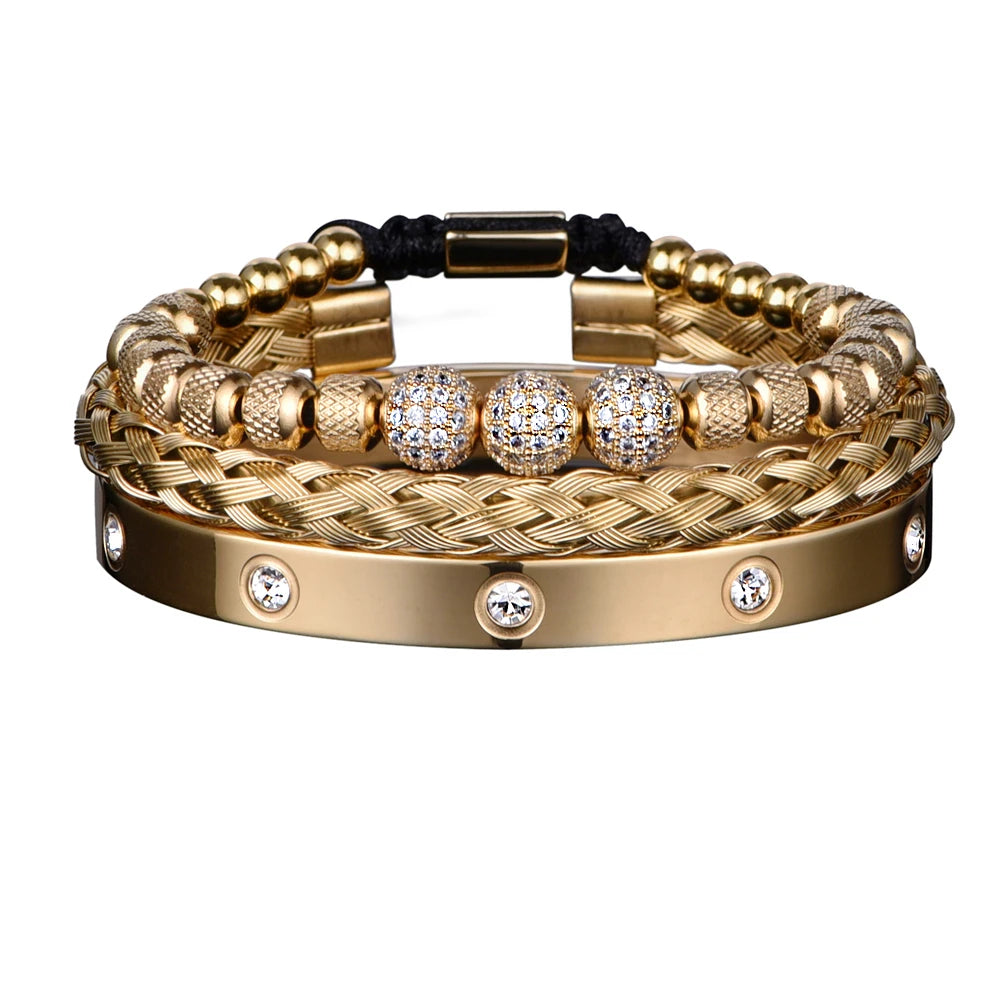 Luxury Bracelet set for Men – 18K Gold Electroplated, Adjustable & Stylish