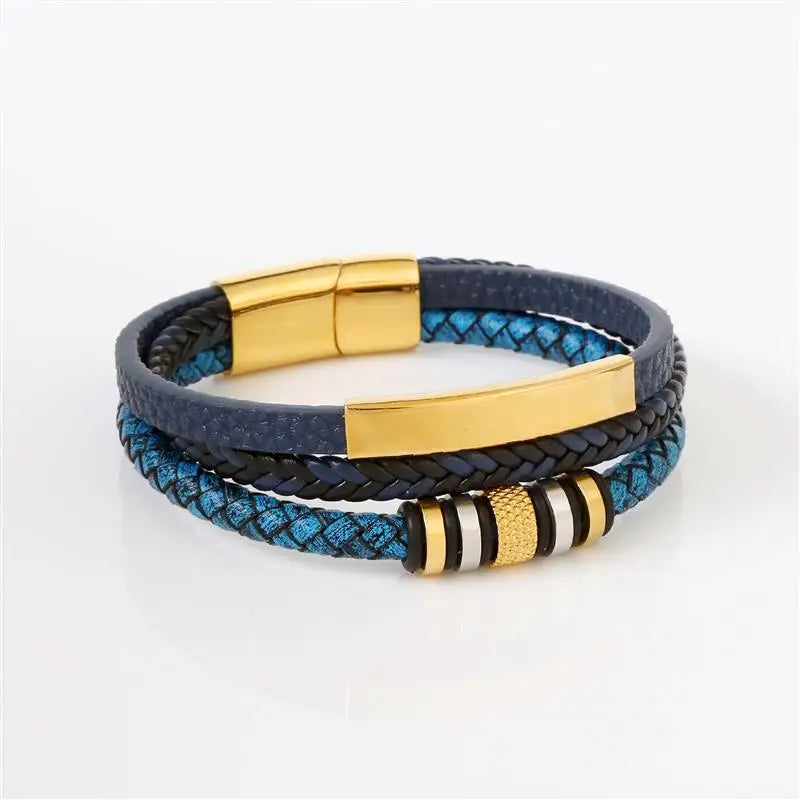 Blue Luxury Leather Bracelet