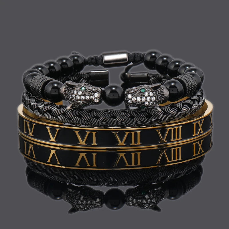 Black Stone Leopard Bracelet
