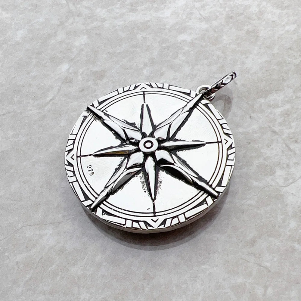 Vintage Silver Compass Pendant