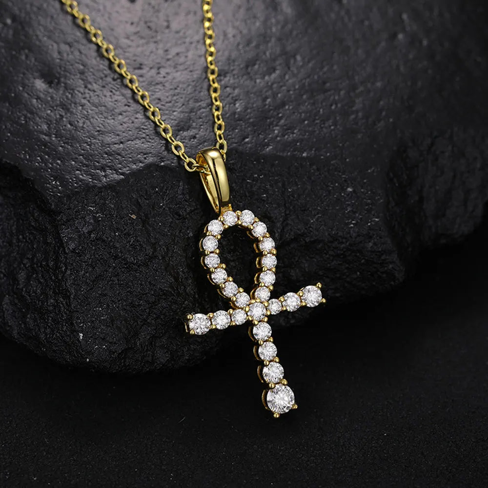 Moissanite Cross Pendant Necklace