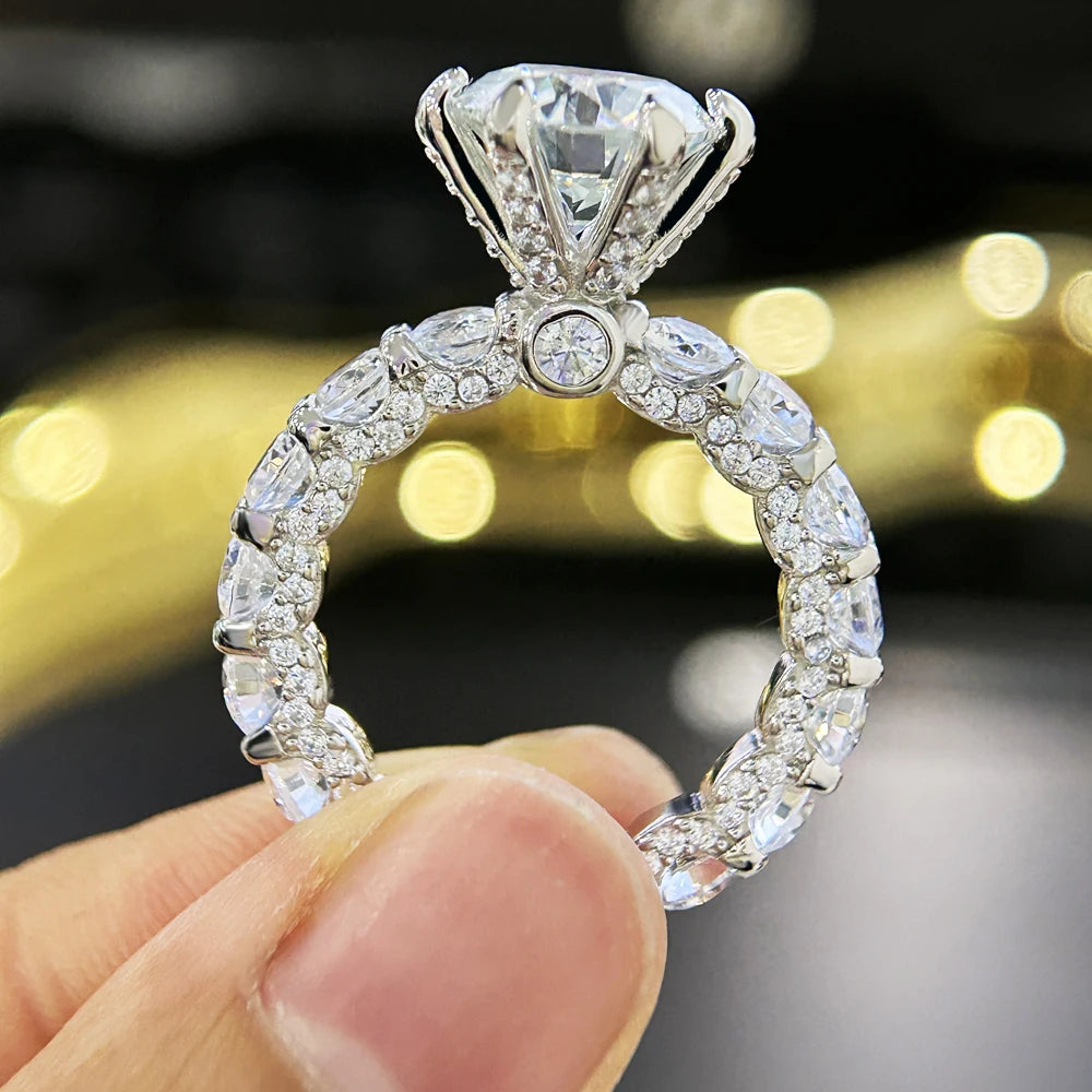 "4CT Moissanite Engagement Ring for Women – GRA Certified, D Color VVS1