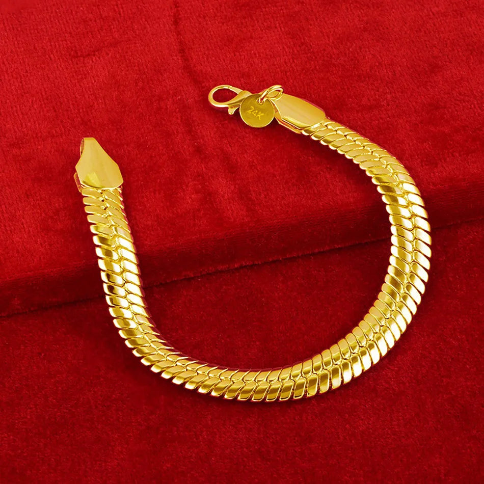 18K Gold Snake Chain Bracelet for Women