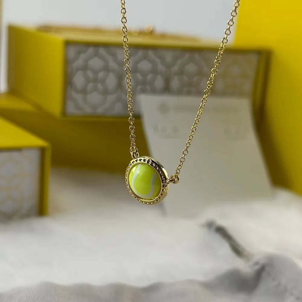 Kendra Scott Tennis Short Pendant Necklace in Chartreuse