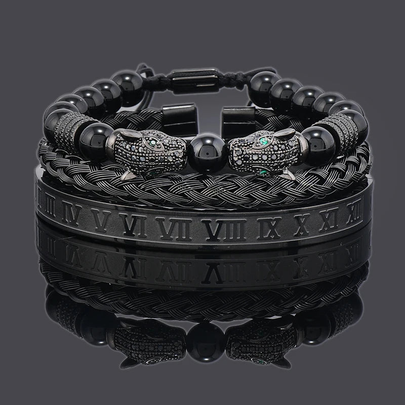 Black Stone Leopard Bracelet