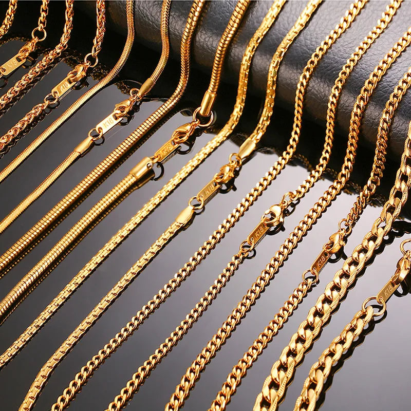 Gold Snake Chain Necklace for Men & Women