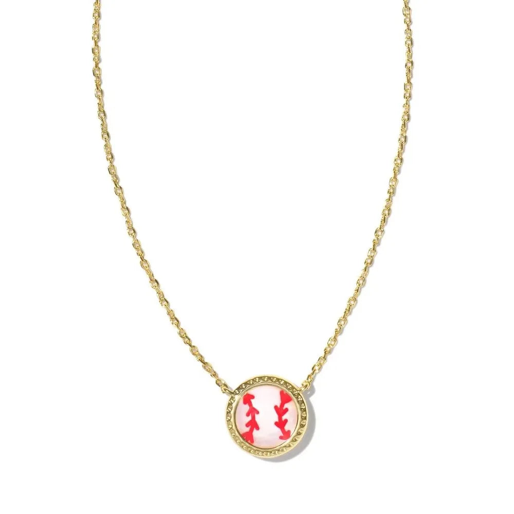 Kendra Scott Ivory Mother-of-Peal Baseball Short Pendant Necklace