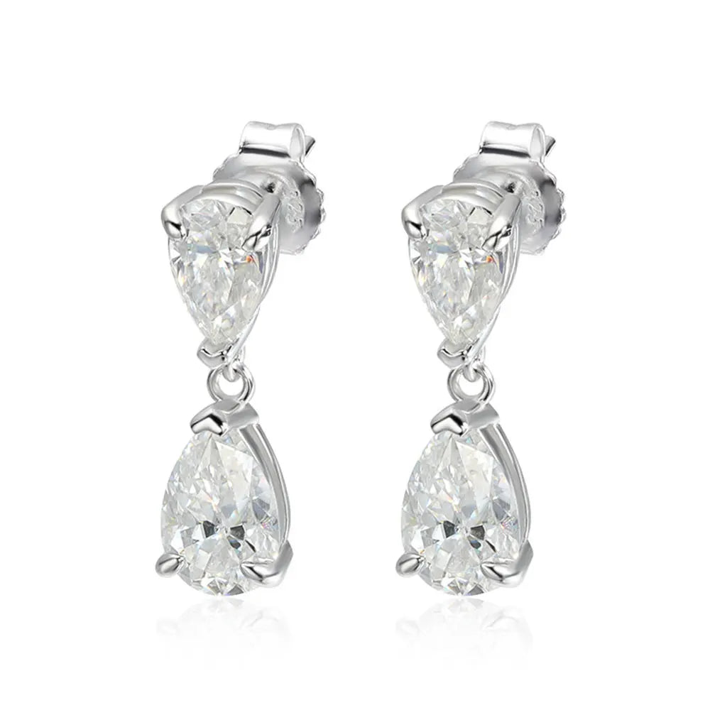 Pear Moissanite Drop Earrings