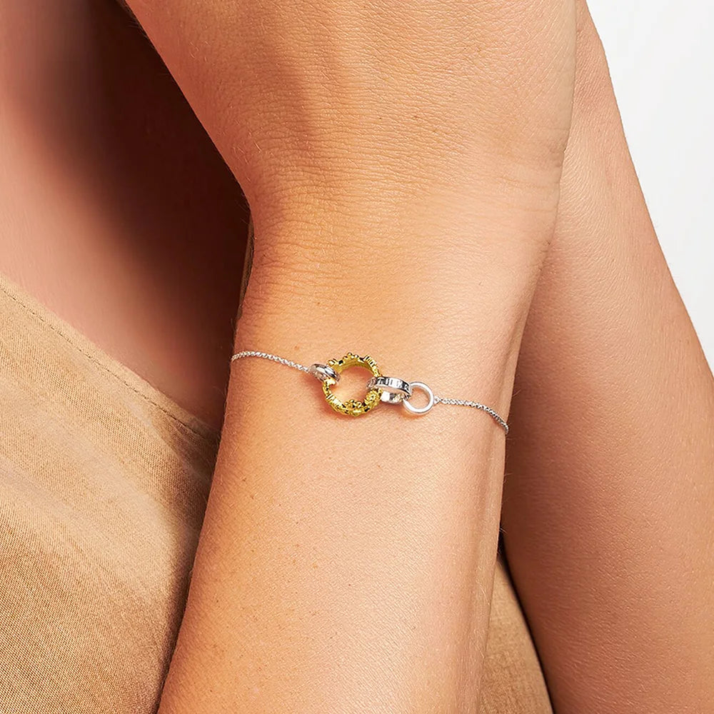 925 Sterling Silver Golden Crown Bracelet | Vintage Queen-Inspired Jewelry for Women