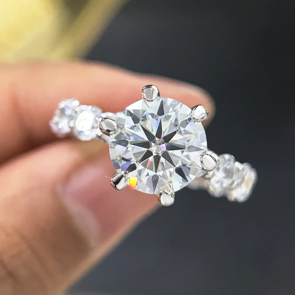 "4CT Moissanite Engagement Ring for Women – GRA Certified, D Color VVS1