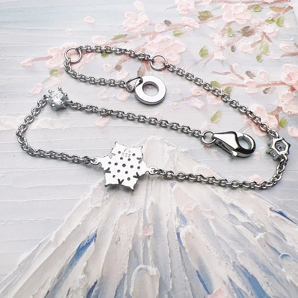 925 Sterling Silver Snowflake Bracelet | Winter-Inspired Jewelry Gift for Women