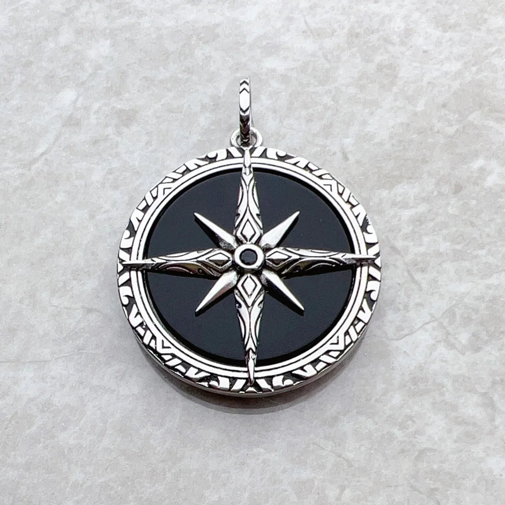 Vintage Silver Compass Pendant