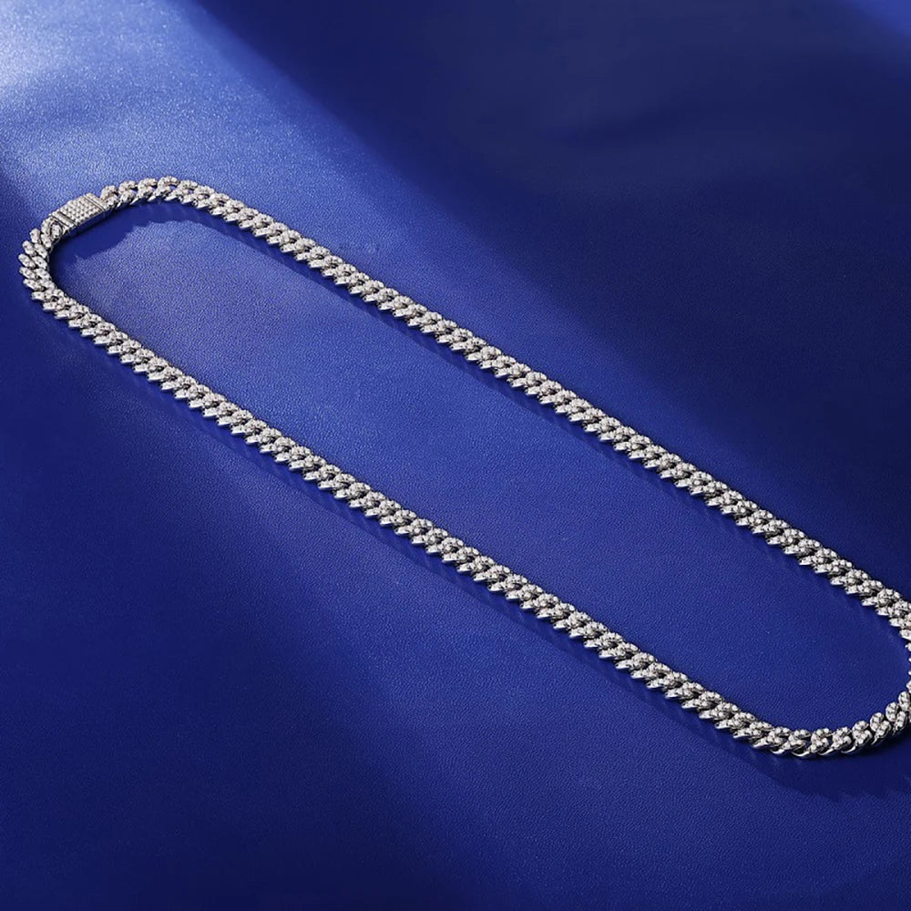 Iced Out Cuban Chain Necklace - D Color VVS1 Stones in 925 Sterling Silver