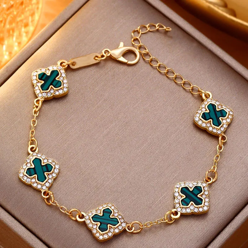 Colorful Rhinestone Flower Bracelet