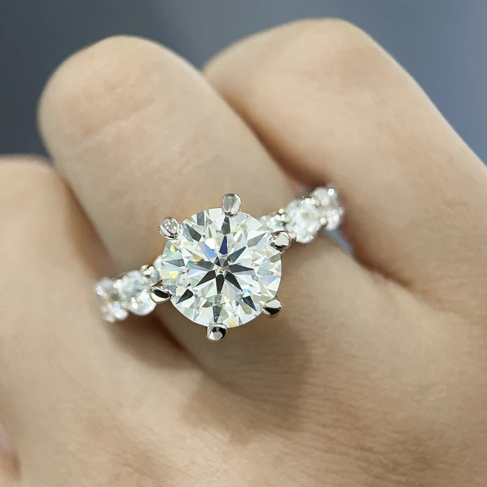 "4CT Moissanite Engagement Ring for Women – GRA Certified, D Color VVS1