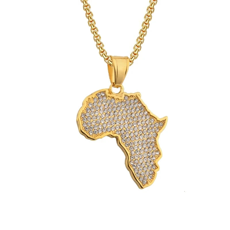 Gold African Map Pendant