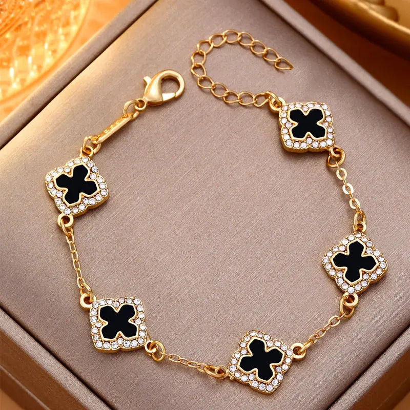 Colorful Rhinestone Flower Bracelet