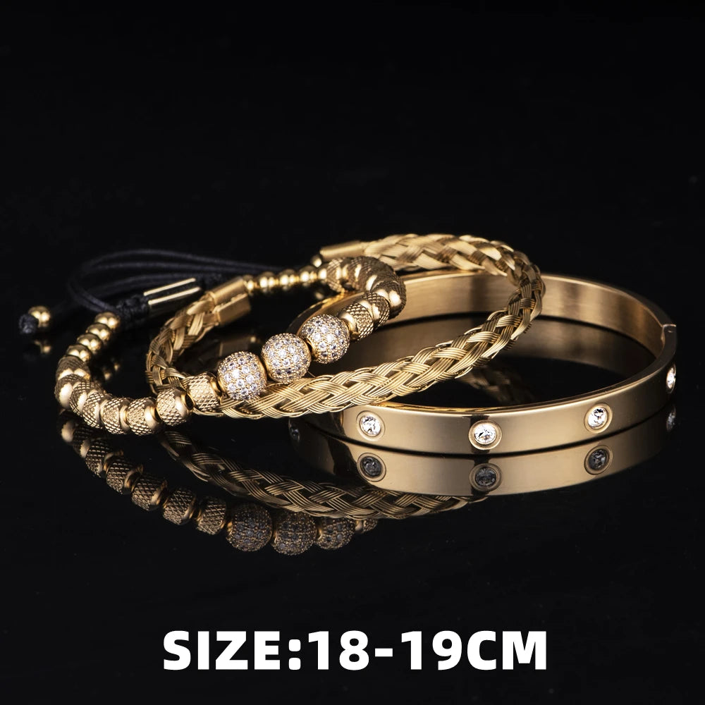 Luxury Bracelet set for Men – 18K Gold Electroplated, Adjustable & Stylish