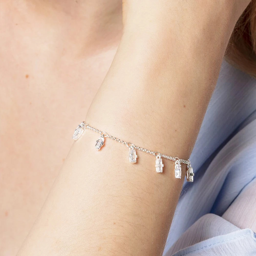 925 Sterling Silver Bracelet with Angular Baguette-Cut Stones | Elegant Jewelry for Women