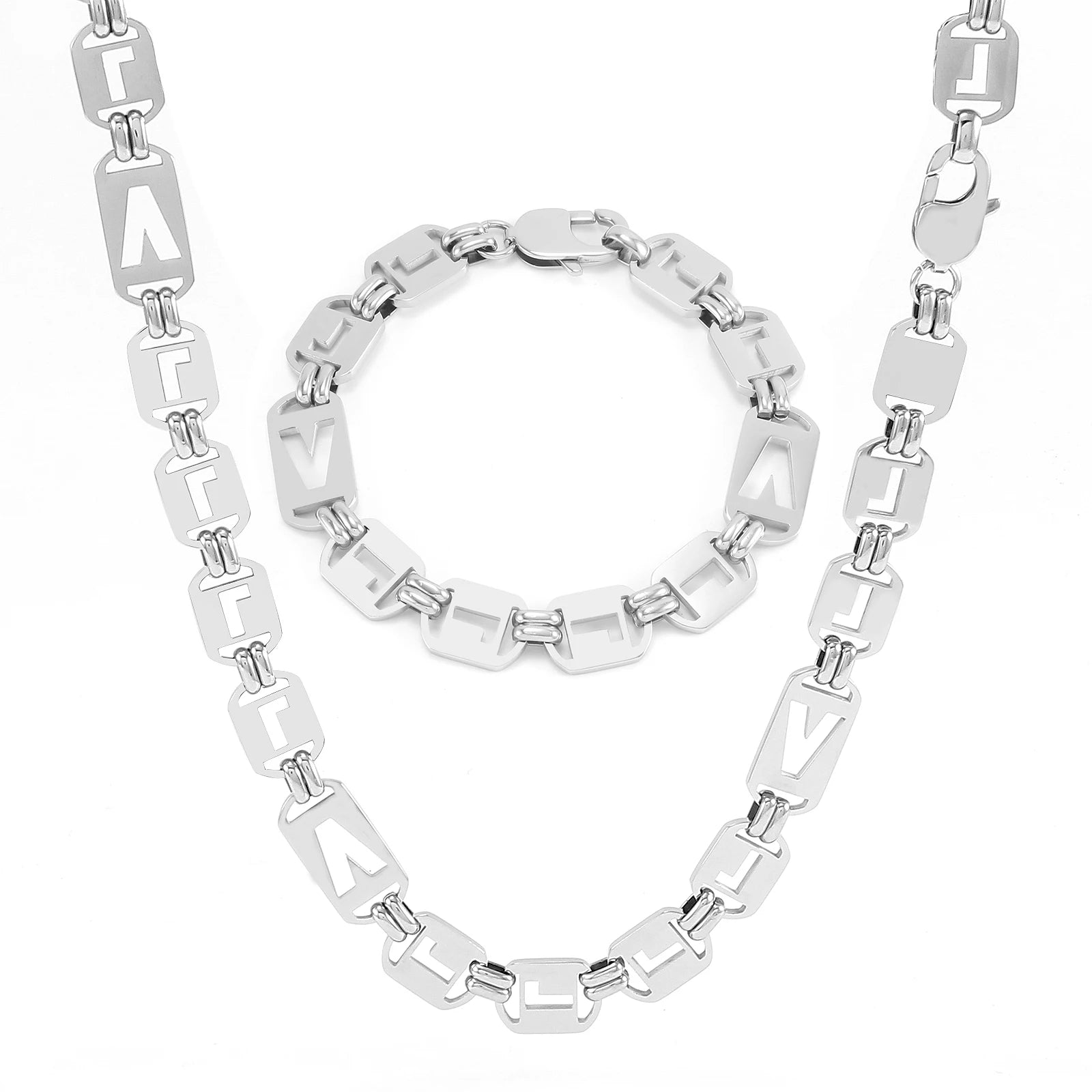 Luxury Gold/Silver LV Chain, Unisex Jewelry Set